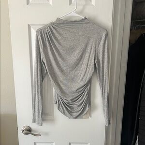 Commense Heather Gray Ruched Long Sleeve Top